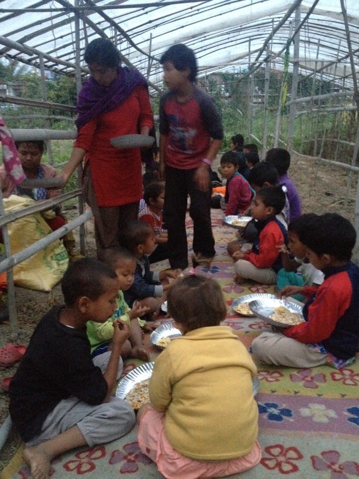 Children under temporary shelter