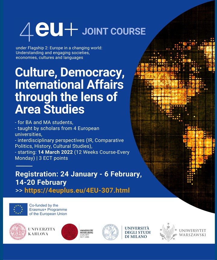 New 4EU+ joint course: Culture, Democracy, International Affairs through the lens of Area Studies